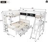 Kinderbett 140×200/90×200 cm aus Massivholz mit Schreibtisch, weiß Bild 4
