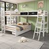 Kinderbett 140×200/90×200 cm aus Massivholz mit Schreibtisch, weiß Bild 3