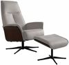 KAWOLA Relaxsessel FERREIRA Drehsessel Leder grau mit Hocker 106 x 84 x 78 cm Bild 3
