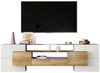 Merax Lowboard mit LED-Beleuchtung und Glasplatte, TV-Schrank mit hochglänzenden Korpus,Holzoptik,Breite 200 cm Bild 5