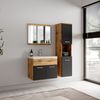Badplaats Badezimmerschrank Montreal 30 x 30 x 131 cm Eiche mit Schwarz Matt - Hoch Badschrank Mit 2 Türen Bild 2