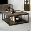 Dmora Wohnzimmertisch Raiden, Niedriger Wohnzimmertisch, Kaffeeregal, Couchtisch für Sofa, 90x90h40 cm, Walnuss und Schwarz Bild 2