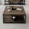 Dmora Wohnzimmertisch Raiden, Niedriger Wohnzimmertisch, Kaffeeregal, Couchtisch für Sofa, 90x90h40 cm, Walnuss und Schwarz Bild 4