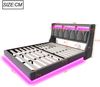 Polsterbett 180×200 cm mit LED, USB/Typ-C, klappbarem Kopfteil und Stauraum, Grau, ohne Matratze Bild 5