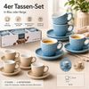 Koopman Tasse Kaffeetassen Espressotassen Untertasse Keramik 8tlg 90ml, 8-tlg, Keramik, Beige, 4 Tassen + 4 Untertassen, Wabenmuster, 90ml je Tasse, Geschirr Bild 3