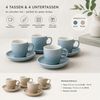 Koopman Tasse Kaffeetassen Espressotassen Untertasse Keramik 8tlg 90ml, 8-tlg, Keramik, Beige, 4 Tassen + 4 Untertassen, Wabenmuster, 90ml je Tasse, Geschirr Bild 2