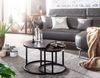 Couchtisch 2er Set Mango Massivholz / Metall Wohnzimmertisch Rund, Industrial Beistelltisch mit Metallbeine Schwarz, Tischset 2-teilig Satztisch Holz Bild 3