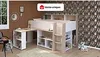 Vente-unique - APOLINO Bett Holz, Platte BeigeWeiß - B 133,3 cm x H 139,9 cm x L 208,4 cm Bild 2