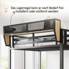 Metall-Hochbett 90 × 200 cm, Mit Schreibtisch, Regal und Aufbewahrungsnetz, Komplett Mit Sicherheitsleiter, LED-Beleuchtung und Steckdose, Erhöhtem Geländer, Schwarz Bild 4