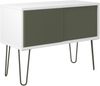 MultiRange Sideboard, weiß, Schiebetüren aus Stahl, 4 Stahlfüße, Maße: H 752 x B 1000 x T 450 mm, Farbe: weiß/olivgrün Bild 2