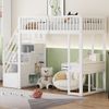 Merax 90x200 Hochbett Jugendbett Kinderbett mit Multifunktionstisch, sicherer Aufbewahrungstreppe, Weiß Bild 2