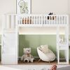Merax 90x200 Hochbett Jugendbett Kinderbett mit Multifunktionstisch, sicherer Aufbewahrungstreppe, Weiß Bild 3