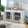 Sideboard Weiß mit Naturholz-Optik, 4 Türen 2 Schubladen, großer Stauraum, Wohnzimmer Anrichte Buffetschrank Bild 3
