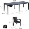 Dmora Tisch- und Stuhlset Cortanze, Indoor-Lounge, ausziehbarer rechteckiger Tisch mit 8 Stühlen mit Armlehnen, Made in Italy, Anthrazit Bild 3
