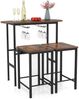 Bartisch mit Barhocker Set 2 Personen Bartisch Set mit Halterungen für Weingläser und Flaschen Vintage Bild 1