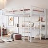 Metall-Hochbett 140x200 cm mit Sicherheitsleiter, Unterbetttisch, Regal, Eisenlattenrost, Kinderbett Bild 3