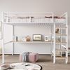 Metall-Hochbett 140x200 cm mit Sicherheitsleiter, Unterbetttisch, Regal, Eisenlattenrost, Kinderbett Bild 5