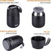 Thermobehälter Edelstahl 500ml 700ml Warmhaltebehälter faltbare Löffel Schwarz Bild 4