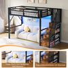 Hochbett mit RGB LED-Streifen, Lattenrost, Treppe, Regal, Rausfallschutz, 90x200cm, Kinderbett, Metallbett, Jugendbett Bild 5