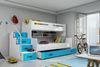BMS Etagenbett für Kinder MAX 3 Weiß Blau mit 2 Matratzen Bild 2