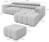 Ecksofa Ottomane rechts mit Hocker Chenille 289x188x78 beige KONSTANTIN Bild 4