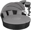 tectake Loungeset Rattan Sonneninsel Santorin - UV-beständig und widerstandsfähig, (Gartenlounge-set Santorin, 5-tlg, geeignet für Outdoor in Schwarz), klappbares Sonnendach & höhenverstellbare Füße Bild 5