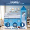 Hochbett Kinder 90x200 cm mit Rutsche Matratze Kinderbett Kinderhochbett Stockbett Vorhang Turm Blau Bild 5