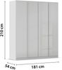 Drehtürenschrank >Monostar< in Glas seidengrau / seidengrau - 181x210x54 (BxHxT) Bild 5
