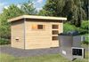 Karibu Sauna Skrollan 1 naturbelassen + 9 kW Saunaofen mit ext. Steuerung Easy Milchglastür Bild 4
