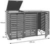 3er Mülltonnenverkleidung HWC-K14, Mülltonnenbox Mülltonnenabdeckung, 119x205x84cm WPC Metall 109kg ~ Teak-Optik Bild 4