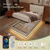 OKWISH Polsterbett Stauraumbett Funktionsbett (mit hydraulischem Stauraum & LED – höhenverstellbares Kopfteil + USB/Type-C, 90x200 cm), ohne Matratze Bild 3