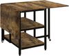 Klapptisch 140 x 80 x 75 cm mit Stauraum, klappbaren Tischplatten, Rollen und Stahlrahmen Bild 4