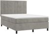 vidaXL Boxspringbett mit Matratze & LED Hellgrau 140x190 cm Samt 3136119 Bild 3