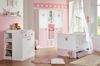 Babyzimmer Cindy Kinderzimmer Komplett Set in Weiß und Rosé in verschiedenen Varianten wählbar - 7 teilig , 3 türiger Kleiderschrank + Babybett + Wickelkommode + Umbauseiten + Bettschubkasten + Seitenregal + Wandboard Bild 5