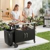 TLGREEN Grillablagetisch Edelstahl Servierwagen mit Tür, 4 Rollen (Mobiler Küchenwagen für Gewerbe & Garten, Grillwagen, Partywagen, Cateringwagen), Stabiler Lebensmittelwagen, Einfache Montage Bild 2