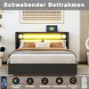 Polsterbett mit Stauraum, PU-Leder, LED & Bluetooth, 140x200 cm, Schwarz, ohne Matratze Bild 2