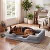 FEANDREA Orthopädisches Hundebett XXXL, abnehmbarer Bezug, erhöhte Ränder, rutschfest, waschbar, Haustierbett, hellgrau Bild 3