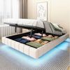 Furnishings Home Polsterbett hydraulisches Doppelbett mit Stauraum + LED-Licht (Set, Bett, Hydraulisch anhebbarer Bettstauraum), Hausbett, mit Bettkasten, Leinen, 180x200cm Bild 5