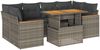 vidaXL 6-tlg. Garten-Sofagarnitur mit Kissen Grau Poly Rattan Akazie 3327455 Bild 2