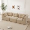 3-Sitzer Sofa 297x104x69 cm aus Cordstoff rahmenlos modular, beige Bild 2