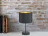 Edle LED Tischleuchte mit Lampenschirm aus Stoff in Schwarz & Gold, Höhe 33cm Bild 5