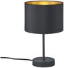 Edle LED Tischleuchte mit Lampenschirm aus Stoff in Schwarz & Gold, Höhe 33cm Bild 2