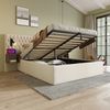 Polsterbett 160x200 cm Retro Design mit Nachttischen, Leselampen,USB/Type-C Ladefunktion & Stauraum,Samt Beige Bild 4