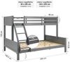 Kinderbett Etagenbett 90x200 und 140x200 Grau Holz Doppelstockbett Jugendbett Hochbett Stockbett Bild 3