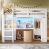 Ulife Hochbett Kinderbett Jugendbett Holzbett mit LED-Beleuchtung (1-St, Ohne Matratze) mit Kleiderschrank, Schreibtisch, Schubladen & Staufächern Bild 3