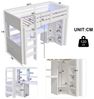 Ulife Hochbett Kinderbett Jugendbett Holzbett mit LED-Beleuchtung (1-St, Ohne Matratze) mit Kleiderschrank, Schreibtisch, Schubladen & Staufächern Bild 4
