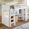 Ulife Hochbett Kinderbett Jugendbett Holzbett mit LED-Beleuchtung (1-St, Ohne Matratze) mit Kleiderschrank, Schreibtisch, Schubladen & Staufächern Bild 5