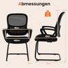 Konferenzstühle 2er Set Bürostühle mit atmungsaktivem Netzrücken Aufbewahrungskorb & integrierte Armlehnen Schwarz Bild 2