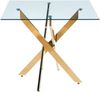 Esstisch B 80 x T 80 x H 75 cm, Glasplatte mit Metallgestell in Gold, modernes Design Bild 2
