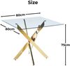 Esstisch B 80 x T 80 x H 75 cm, Glasplatte mit Metallgestell in Gold, modernes Design Bild 3